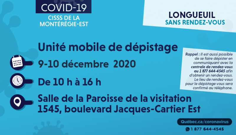Clinique mobile Longueuil 9-10 décembre 2020